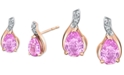 Macy's Pink Sapphire (1 ct. t.w.) & Diamond Accent Stud Earrings in 14k Rose Gold